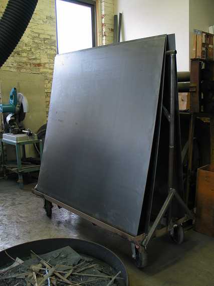 Jan 31, 2003 - Joyce's studio at 77 Elm Street, Amesbury, Massachusetts.<br />Chicago's Navy Pier Project.<br />Raw material: 11 gage sheet metal.