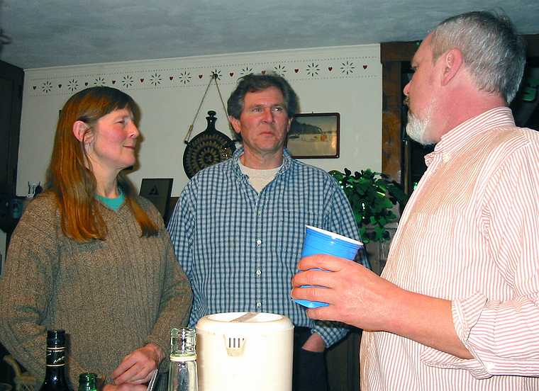 March 14, 2003 - Bear Hill Road, Merrimac, Massachusetts.<br />Saint Patrick's Day celebration at the Hallorans.<br />Dale, Chris, and friend.
