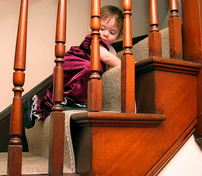 March 23, 2003 - Merrimac, Massachusetts.<br />Miranda just recently learned to climb stairs and loves doing it.