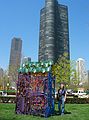 May 6, 2003 - Chicago, Illinois.<br />Joyce in front of a "tool shed", a sculpture at the Navy Pier Walk 2003 show.