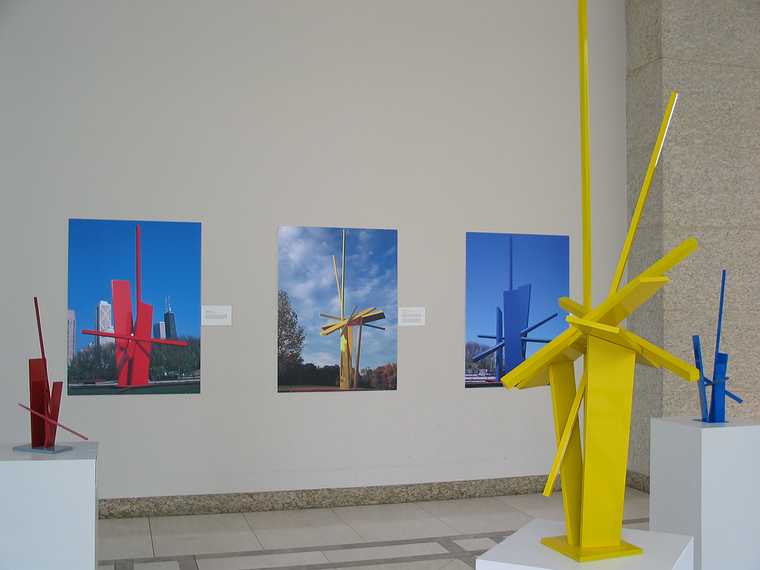 May 8, 2003 - Chicago, Illinois.<br />John Henry's sculptures (maquettes?) at 401 No. Michigan Ave.