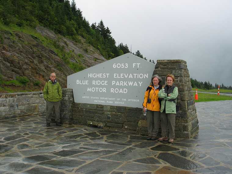 June 19, 2003 - Blue Ridge Parkway between Cherokee and Asheville, North Carolina.<br />Ronnie, Joyce, and Baiba at Richland Balsams overlook (mile 431).