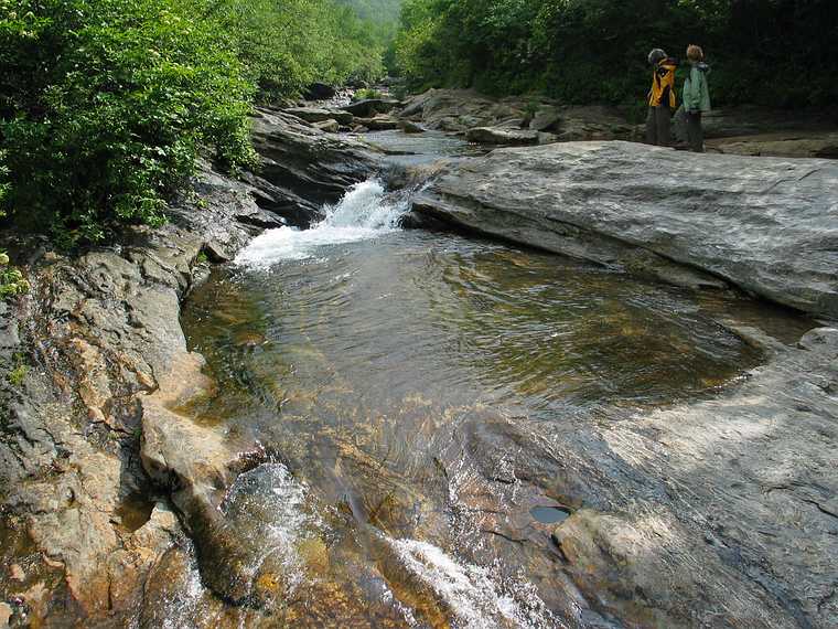 June 19, 2003 - Blue Ridge Parkway between Cherokee and Asheville, North Carolina.<br />Graveyard Fields overlook and walk to waterfalls on the East Fork of the Pigeon River.<br />Joyce and Baiba at the river.