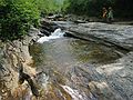 June 19, 2003 - Blue Ridge Parkway between Cherokee and Asheville, North Carolina.<br />Graveyard Fields overlook and walk to waterfalls on the East Fork of the Pigeon River.<br />Joyce and Baiba at the river.