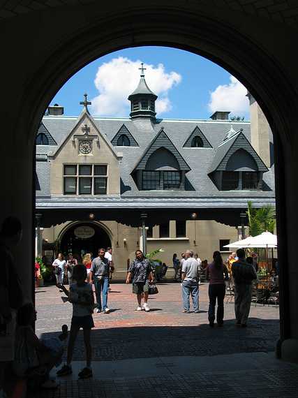 June 20, 2003 - Biltmore Estate, Asheville, North Carolina.<br />Stables through cariage entry archway.