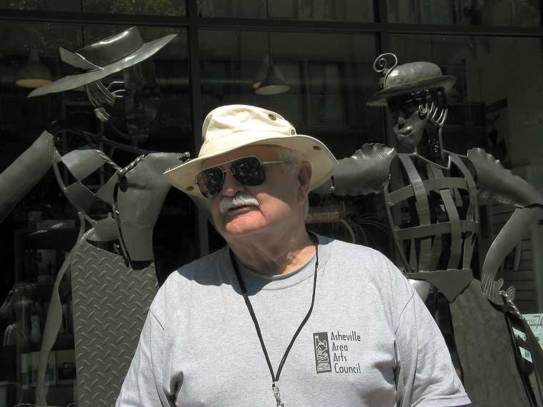 June 21, 2003 - Asheville, North Carolina.<br />Our city tour guide on Haywood Street, the fashionable shopping district.