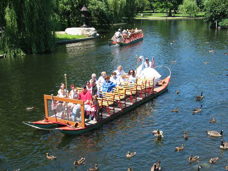 July 31, 2003 - Boston, Massachusetts.<br />Swan boat at Boston Public Garden.