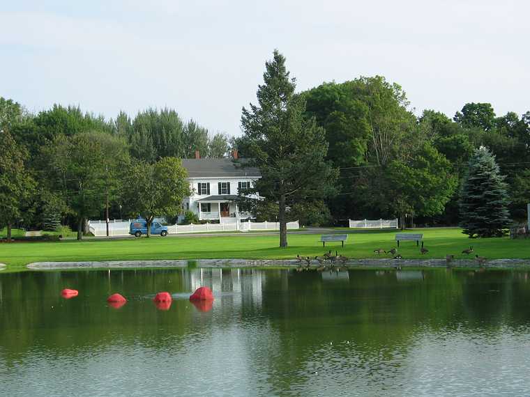 Aug 11, 2003 - Newbury, Massachusetts.<br />Vivian Metcalf's controversial art installation at Green Pond on the Common.