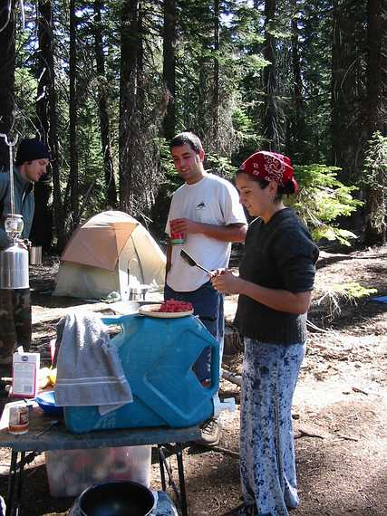 Aug 23, 2003 - Mendocino National Forest, California.<br />Sati and Melody camping near Black Butte.