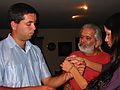 Aug 25, 2003 - El Cerito, California.<br />At Sati's parents', Suman and Sargam Shah, house.<br />Sati, his father Suman, and his sister.