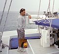 Sept 5, 2003 - Out of Newburyport, Massachusetts, to Jeffries Ledge.<br />An Adventure Learning whale watch kayaking trip.<br />Our captain.