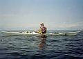 Sept 5, 2003 - Out of Newburyport, Massachusetts, to Jeffries Ledge.<br />An Adventure Learning whale watch kayaking trip.<br />One of our guides.