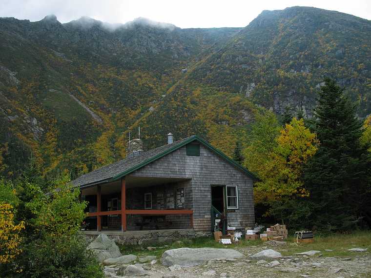 Sept 22, 2003 - Along Tuckerman Ravine Trail between Pinkham Notch and Hermit Lake, New Hampshire.<br />Caretaker's building at Hermit Lake.