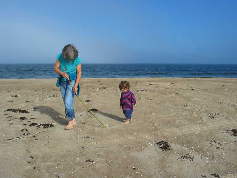 Sept 27, 2003 - Parker River Wildlife Refuge, Plum Island, Massachusetts.<br />Off parking lot #5.<br />Joyce and Miranda.