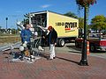 Oct 10, 2003 - Newburyport, Massachusetts.<br />William Brayton installing his sculpture at Somerby's Landing.<br />William Brayton and his helper.