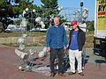 Oct 10, 2003 - Newburyport, Massachusetts.<br />William Brayton installing his sculpture at Somerby's Landing.<br />William and his helper.