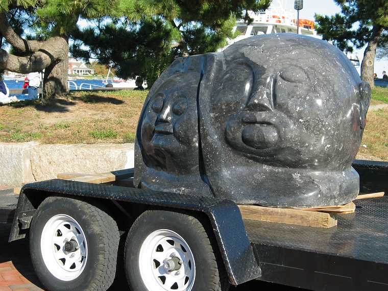Oct 13, 2003 - Newburyport, Massachusetts.<br />Joe Landry installing his sculpture at Somerby's Landing.