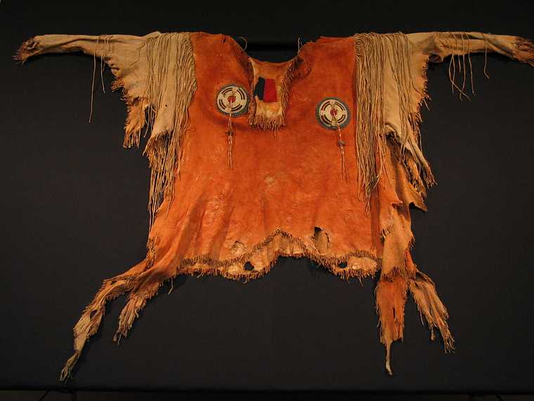 Oct 24, 2003 - Salem, Massachusetts.<br />Visit to the new Peabody Essex Museum with Joyce, Bonnie, and John.<br />Man's shirt, ca 1840, by Nez Perc artist from Columbia River Plateau.