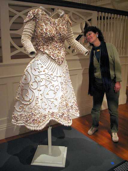Oct 24, 2003 - Salem, Massachusetts.<br />Visit to the new Peabody Essex Museum with Joyce, Bonnie, and John.<br />Bonnie admiring an old dress.