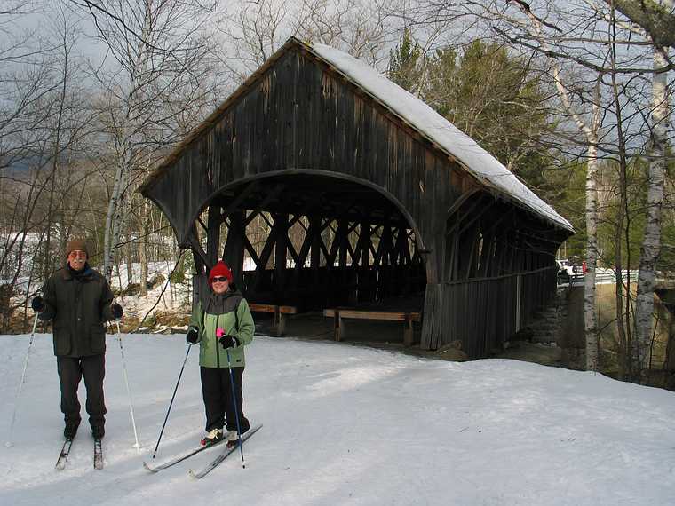 Jan 1, 2004 - Sunday River, Maine.<br />Ronnie and Baiba at the Sunday River Covered Bridge build in 1872.