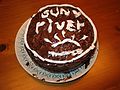 Jan 18, 2004 - Sunday River, Maine.<br />At the Cunninghams' ski lodge.<br />Lydia's chocolate cake.
