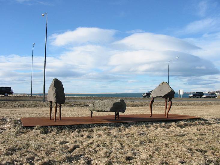March 19, 2004 - Reykjavik, Iceland.<br />Steel and basalt sculpture. Artist not acknowledged.