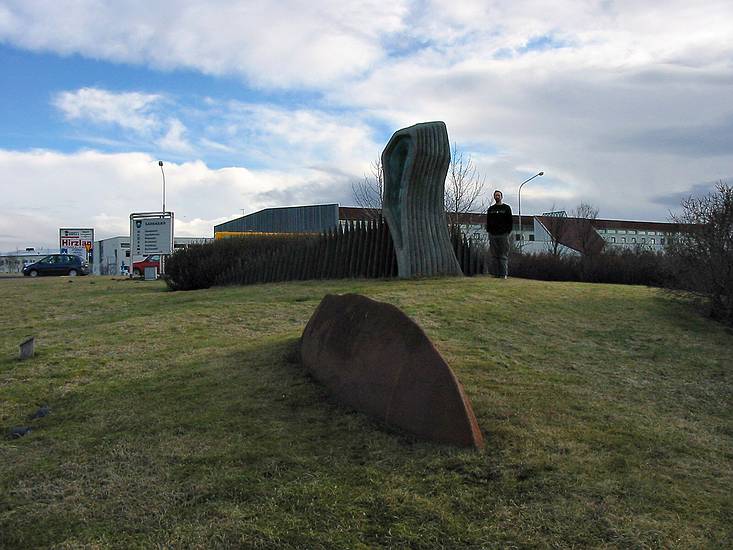 March 19, 2004 - Garabaer, Iceland.<br />"Landslagsmynd" (Landscape Picture) by Brynhildur rgeirsdttir. Cement, steel, glass or paint.<br />Eric.