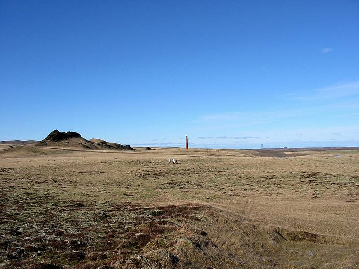 March 20, 2004 - Lighthouse sculpture located between Heimrk (a National Park)<br />and Vfilsfell (a 655 meter high mountain) just off to the right of Rt.1 shortly after<br />one has left the city of Reykjavik behind, Iceland.