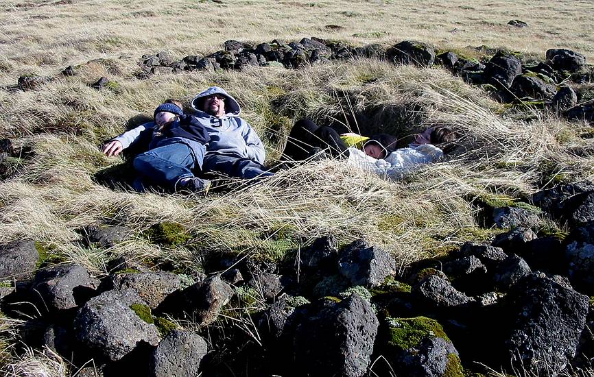 March 20, 2004 - Near lighthouse sculpture, SE of Reykjavik, Iceland.<br />Dagbjrt, Eric, Gujn, and Inga.