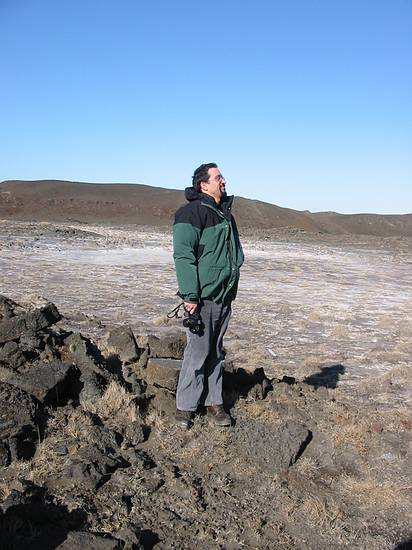 March 22, 2004 - Between Reykjanes and Hafnir on the end of Suurnes, Iceland.<br />Eric at land crusted with salts.