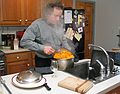 April 11, 2004 - Tewksbury, Massachusetts.<br />Easter dinner at Paul and Norma's.<br />Paul Gomes, the chef.