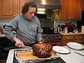 April 11, 2004 - Tewksbury, Massachusetts.<br />Easter dinner at Paul and Norma's.<br />Paul carving the ham.