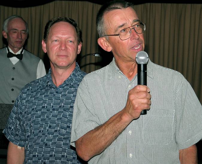 May 15, 2004 - Sawyers Banquet Facilities, Plaistow, New Hampshire.<br />Farewell dinner/dance for Becky and Ernie and their children.<br />Ernie's father and Bill, Becky's father.