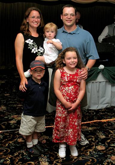 May 15, 2004 - Sawyers Banquet Facilities, Plaistow, New Hampshire.<br />Farewell dinner/dance for Becky and Ernie and their children.<br />Becky, Max, Abbey, Josie, and Ernie.