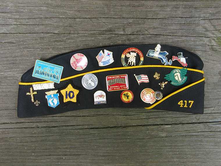 May 31, 2004 - Merrimac, Massachusetts.<br />Marie's veterans hat, right side.