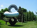 May 25, 2004 - Grounds for Sculpture, Hamilton, New Jersey.<br />John Newman, "Skyhook", 1998, and Joyce.