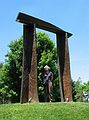May 25, 2004 - Grounds for Sculpture, Hamilton, New Jersey.<br />Emilie Benes Brzezinski, "Lintel", 1993, and Joyce.