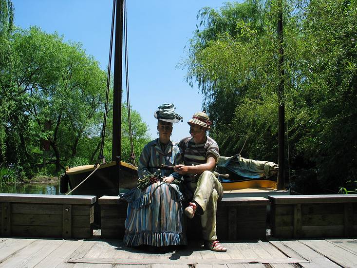 May 25, 2004 - Grounds for Sculpture, Hamilton, New Jersey.<br />J. Seward Johnson, Jr., "Sailing the Seine", 1999,<br />after Edouard Manet's painting "Argenteuil" 1874.
