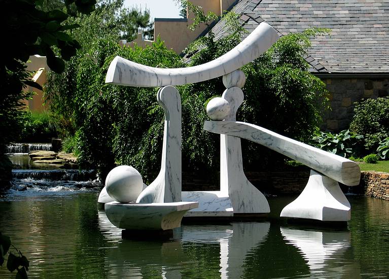 May 25, 2004 - Grounds for Sculpture, Hamilton, New Jersey.<br />Horace Farlowe, "Portal Rest", 1999,<br />white Danby marble; 144" x 240" x 180".