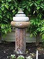 June 2, 2004 - June LaCombe/SCULPTURE at Hawk Ridge, Pownal, Maine.<br />Opening Reception.<br />Stephen Parmley, "Shrine of the Seven Chakras"; stone, southern pine; $2000.