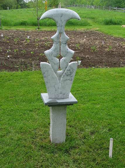 June 2, 2004 - June LaCombe/SCULPTURE at Hawk Ridge, Pownal, Maine.<br />Opening Reception.<br />Constance Rush, untitled; marble, bluestone, granite; $2800.
