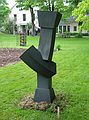 June 2, 2004 - June LaCombe/SCULPTURE at Hawk Ridge, Pownal, Maine.<br />Opening Reception.<br />Stephen Porter, "Alabama Column"; bronze; $13000.
