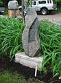 June 2, 2004 - June LaCombe/SCULPTURE at Hawk Ridge, Pownal, Maine.<br />Opening Reception.<br />Roy Patterson, "Verdancy"; green granite; $3800.
