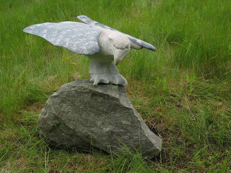 June 2, 2004 - June LaCombe/SCULPTURE at Hawk Ridge, Pownal, Maine.<br />Opening Reception.