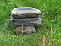 June 2, 2004 - June LaCombe/SCULPTURE at Hawk Ridge, Pownal, Maine.<br />Opening Reception.<br />Stephen Parmley, "Shinto Shrine"; granite; $800.