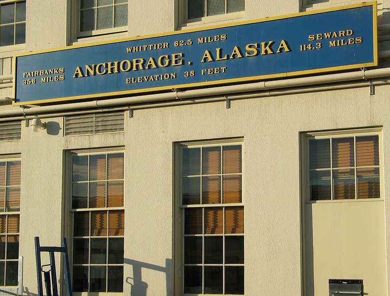 June 12, 2004 - Anchorage, Alaska.<br />The train station.