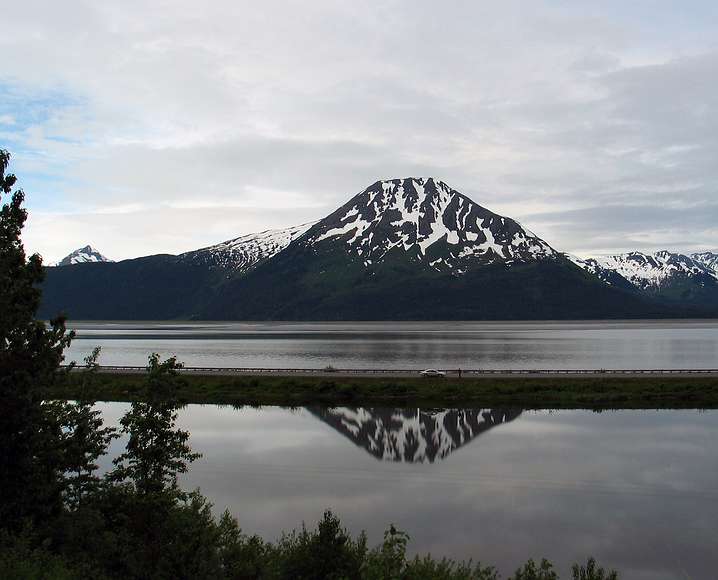 June 12, 2004 - Between Anchorage and Seward, Alaska.<br />View from the train: Turnagain Arm of Cook Inlet.