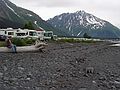 June 12, 2004 - Seward, Alaska.<br />A mile long contemporary fish camp. Each camper has a fireplace and the beach<br />was strewn with the remains of many salmon.