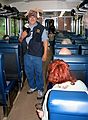 June 12, 2004 - Between Seward and Anchorage, Alaska.<br />Joe Villarreal modeling a moose hat.