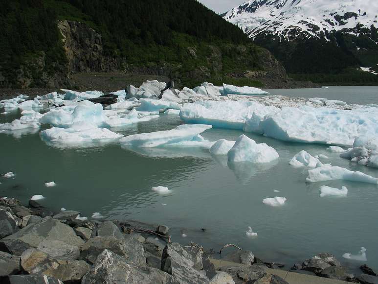 June 13, 2004 - Portage, Alaska.<br />Lake at foot of Portage Glacier.